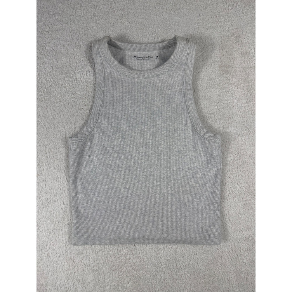 Abercrombie & Fitch Tank Top Women Medium Grey Excellent Ribbed Soft Essentials